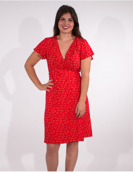 Robe Viscose Manches Courtes Portefeuill