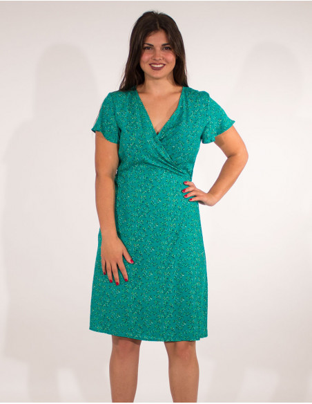 Robe Viscose Manches Courtes Portefeuill