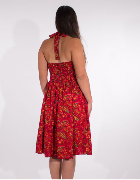 Sari bare-back polyester short dress
