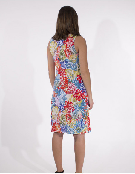 Paradise print sleeveless 96% polyester 4% elastane knitted dress