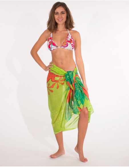 Pareo Coton Imprime Reunion Hibiscus x10 pces