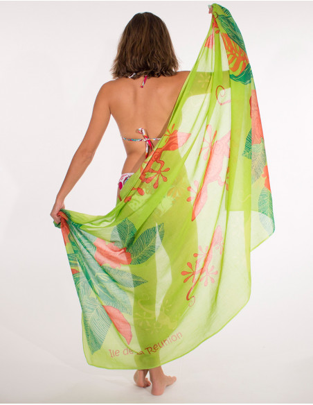 Pareo Coton Imprime Reunion Hibiscus x10 pces