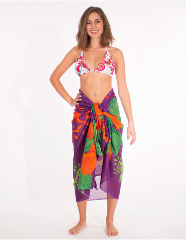 Pareo Coton Imprime Reunion Hibiscus x10 pces