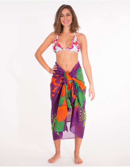 Pareo Coton Imprime Reunion Hibiscus x10 pces