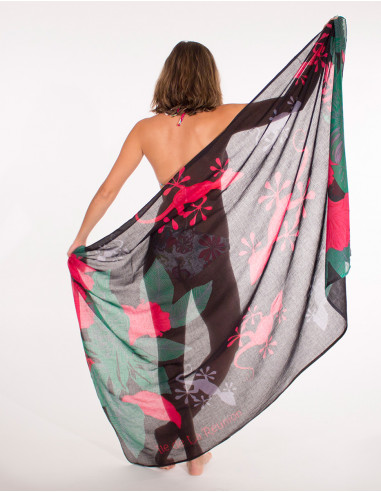 Pack de 10 pareos Coton Imprime Reunion Hibiscus Ile