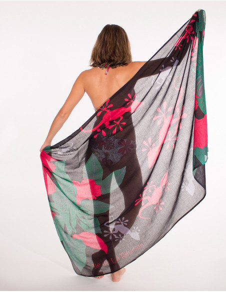 Pareo Coton Imprime Reunion Hibiscus x10 pces
