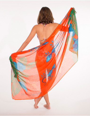 Pareo Coton Imprime Reunion Hibiscus x10 pces
