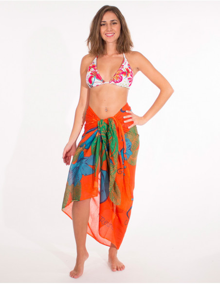 Pareo Coton Imprime Reunion Hibiscus x10 pces