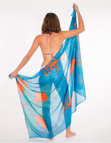 Pareo Coton Imprime Reunion Hibiscus x10 pces