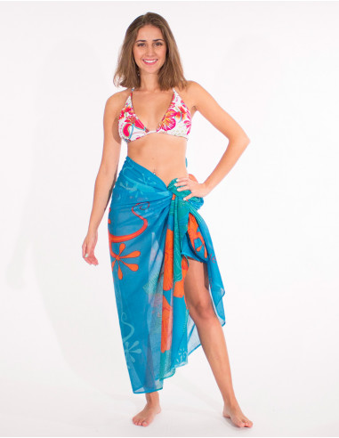 Pareo Coton Imprime Reunion Hibiscus x10 pces