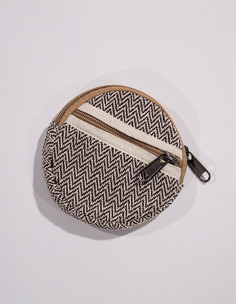 Cotton round 2 zips purse with lining