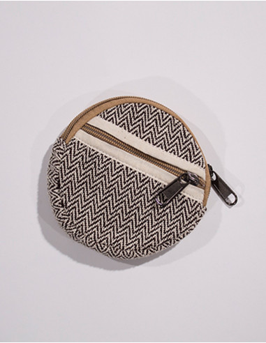 Cotton round 2 zips purse with lining