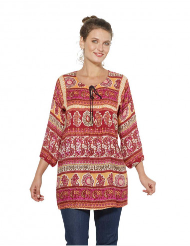 3/4 Sleeve Viscose Tunic Indi Print