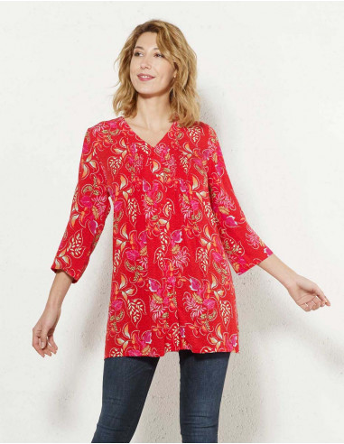 3/4 Sleeve Viscose Tunic with Grap Print