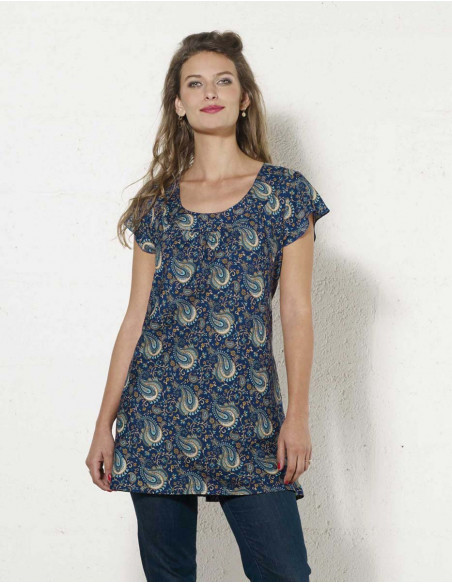 Tunique Polyester Manches Courtes Sari