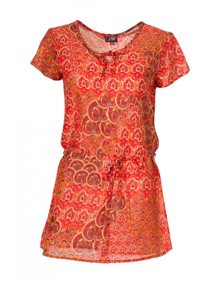 Tunique Coton Manches Courtes Imprime Fu