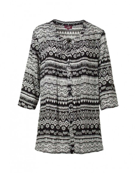 Rayon tunic with black and white print