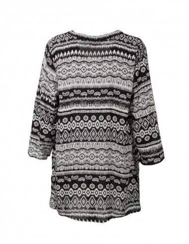 Tunique Viscose Manches 3/4 Imprime Noir