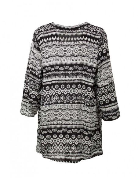 Rayon tunic with black and white print