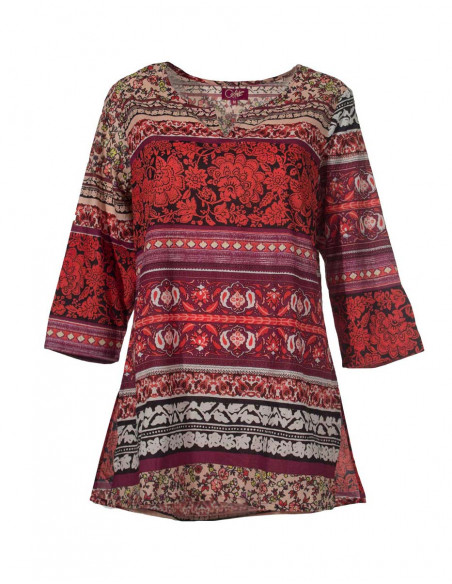 Tunique Coton Imprime Indi Manches 3/4