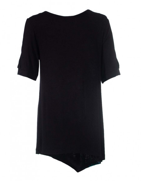 Knitted 95% rayon 5% spandex tunic with short sleeves