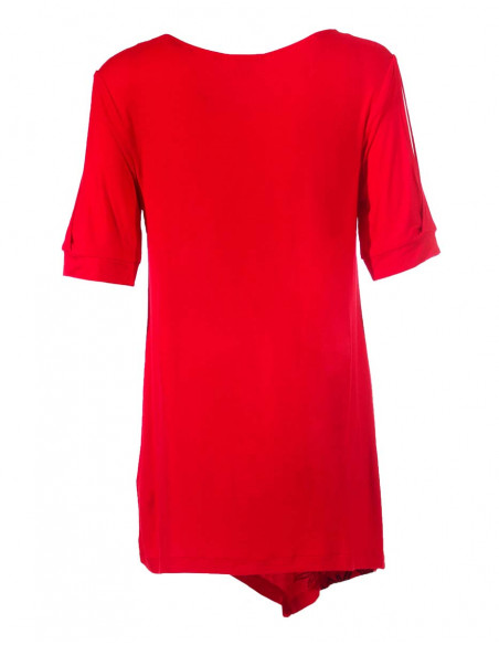 Knitted 95% rayon 5% spandex tunic with short sleeves