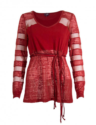 Tunique manche longue avec ceinture