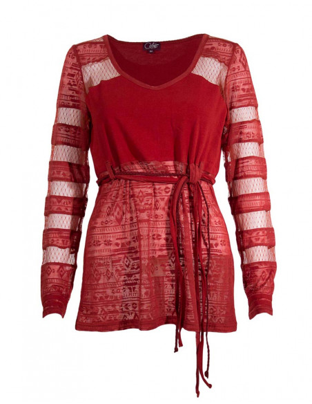 Tunique manche longue avec ceinture