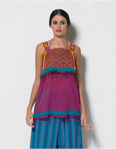 Tunique cotton voile franges