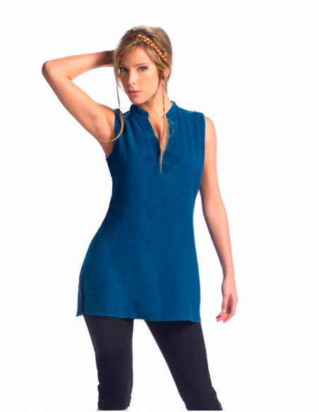 Embroidered viscose tunic