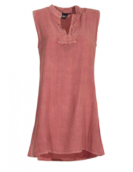 Embroidered viscose tunic