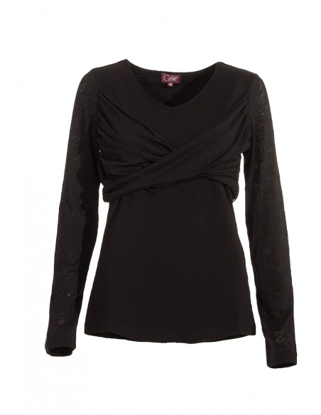 97% Cotton 3% Elastane wrap-over tee shirt