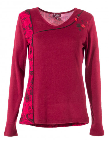 Tee shirt femme col V manches longues