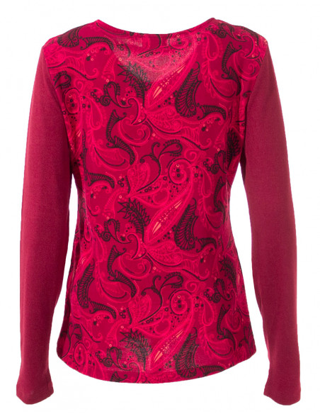 Tee shirt femme col V manches longues