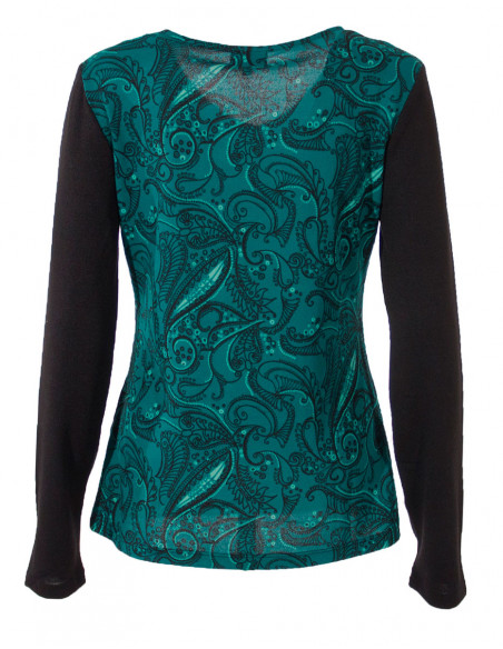 Tee shirt femme col V manches longues