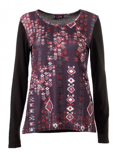 Tee shirt femme imprimé manches unies