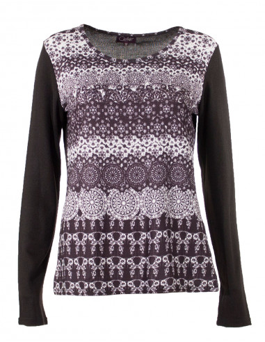 Tee shirt femme imprimé manches unies