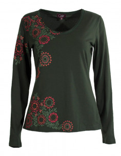 Tee shirt floral manches longues 2