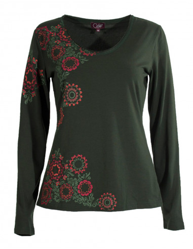 Tee shirt floral manches longues