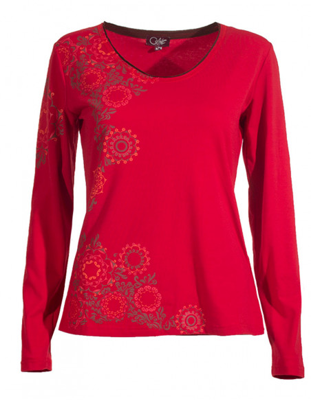 Tee shirt floral manches longues