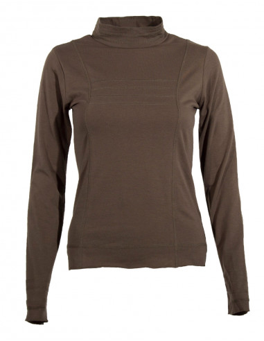 Tee-shirt sous pull uni manches longues col cheminee