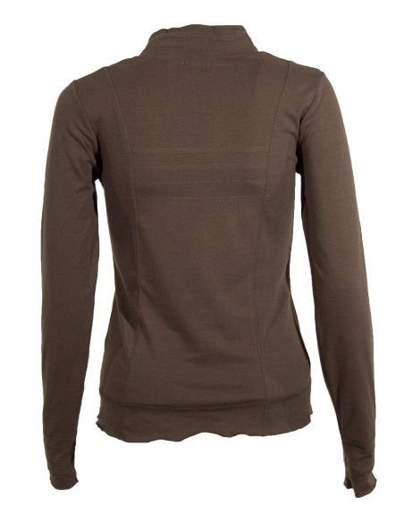 Tee-shirt sous pull uni manches longues col cheminee