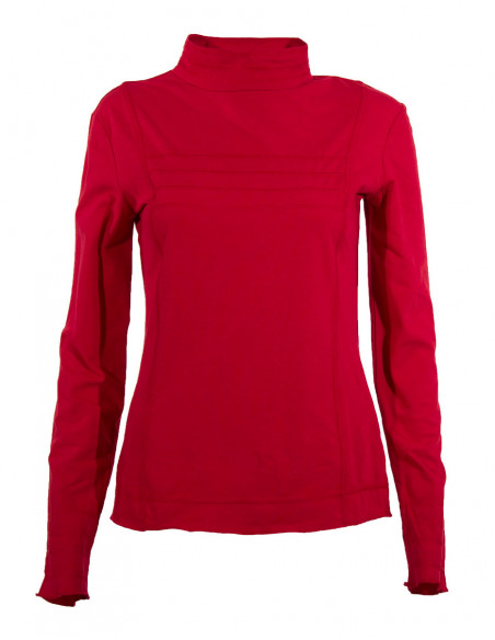 Tee-shirt sous pull uni manches longues col cheminee