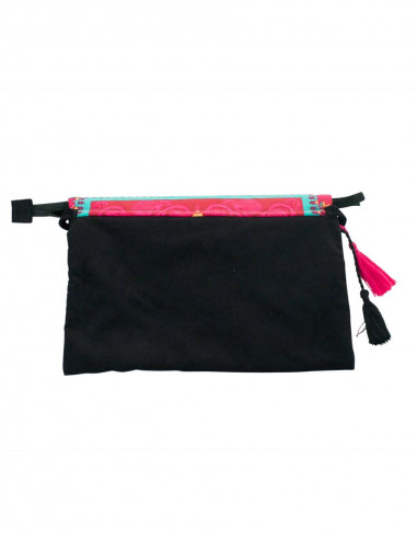 98% Cotton 2% Elastane velvet small handbag with tsigane print