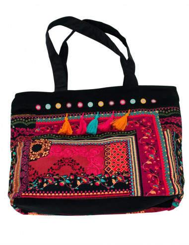 98% Cotton 2% Elastane velvet bag with tsigane print