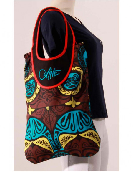 Sac coton canevas brodé imprimé Coline