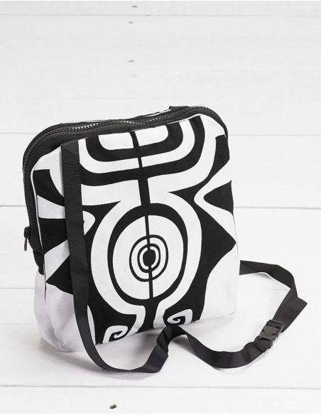 Sac coton besace imprimé Maori