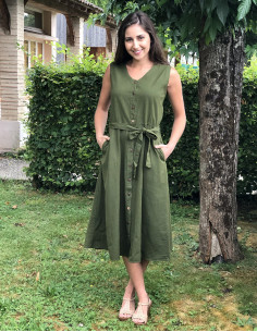Robe coton uni boutonnée SW...