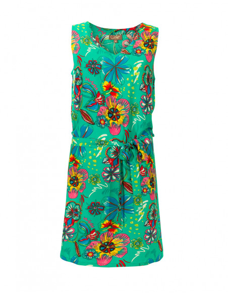 Robe Viscose Col V Sans Manches Imprime