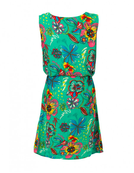 Robe Viscose Col V Sans Manches Imprime